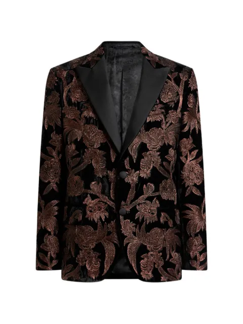 ETRO single-breasted silk-blend jacket with beads and floral Paisley embroidery