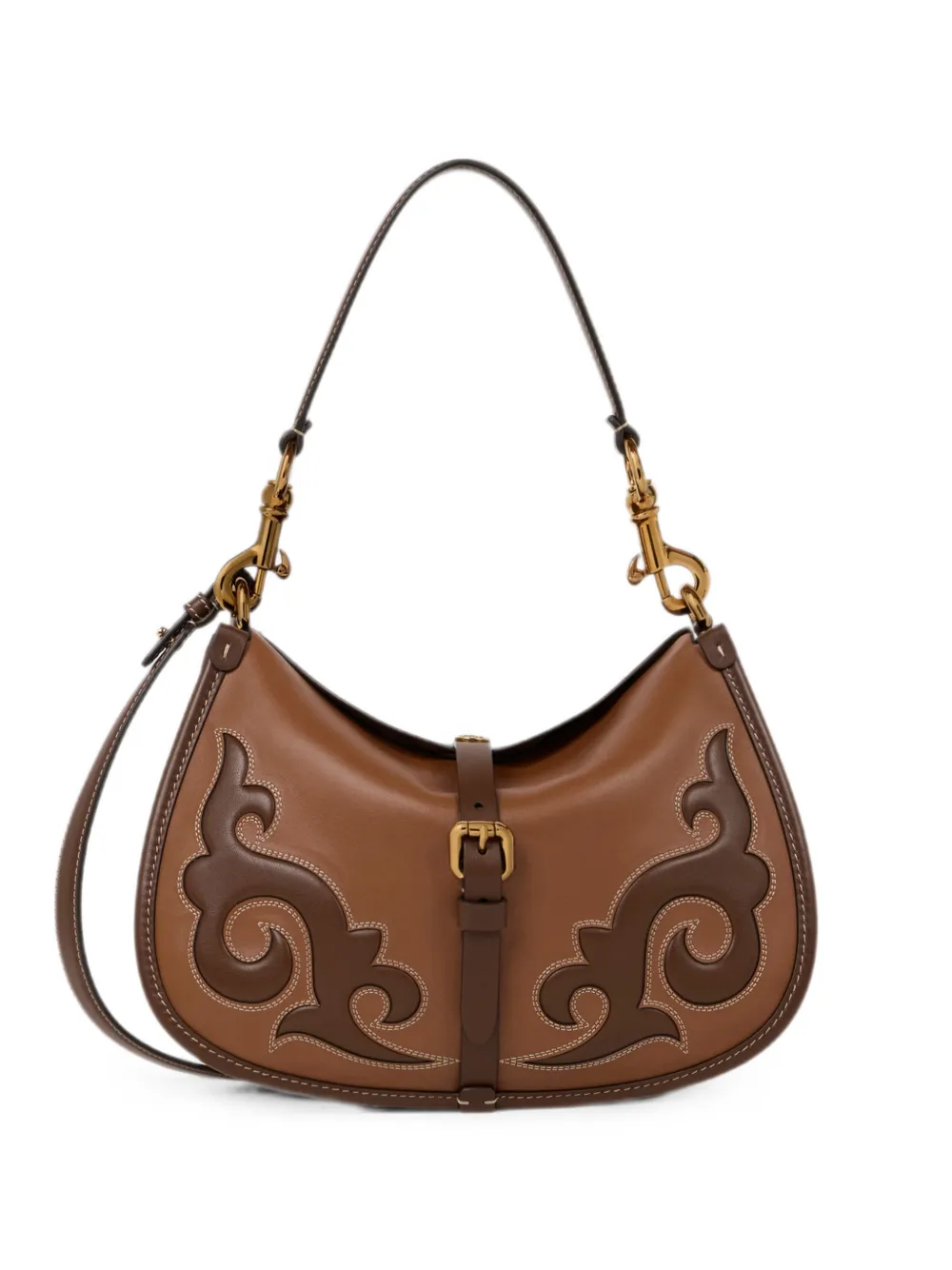 ETRO medium leather Pony bag with texan embroidery - Marrone