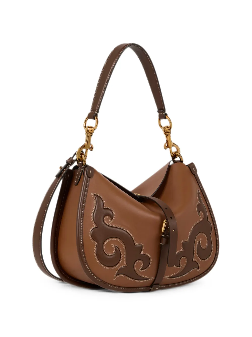 ETRO Medium Pony leren tas met Texaans borduurwerk Bruin