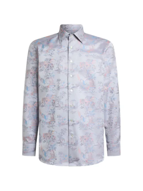 ETRO cotton jacquard shirt with flower and animal motif