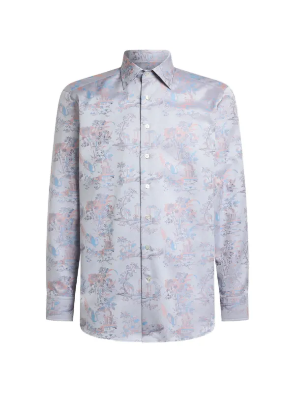 ETRO フラワー＆アニマルモチーフ シャツ | ブルー | FARFETCH JP