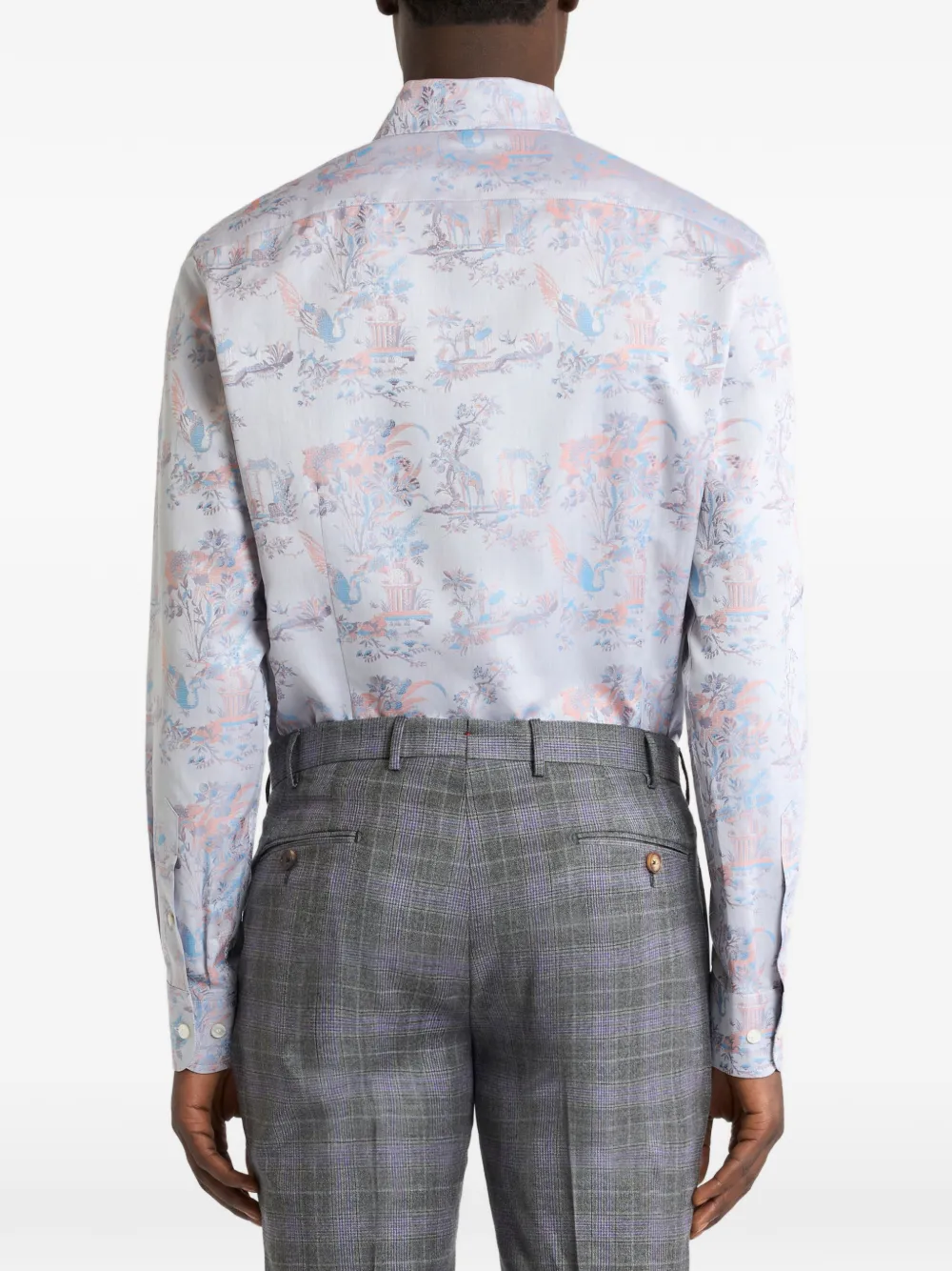 ETRO Katoenen jacquard overhemd met bloemen- en dieren-print Blauw