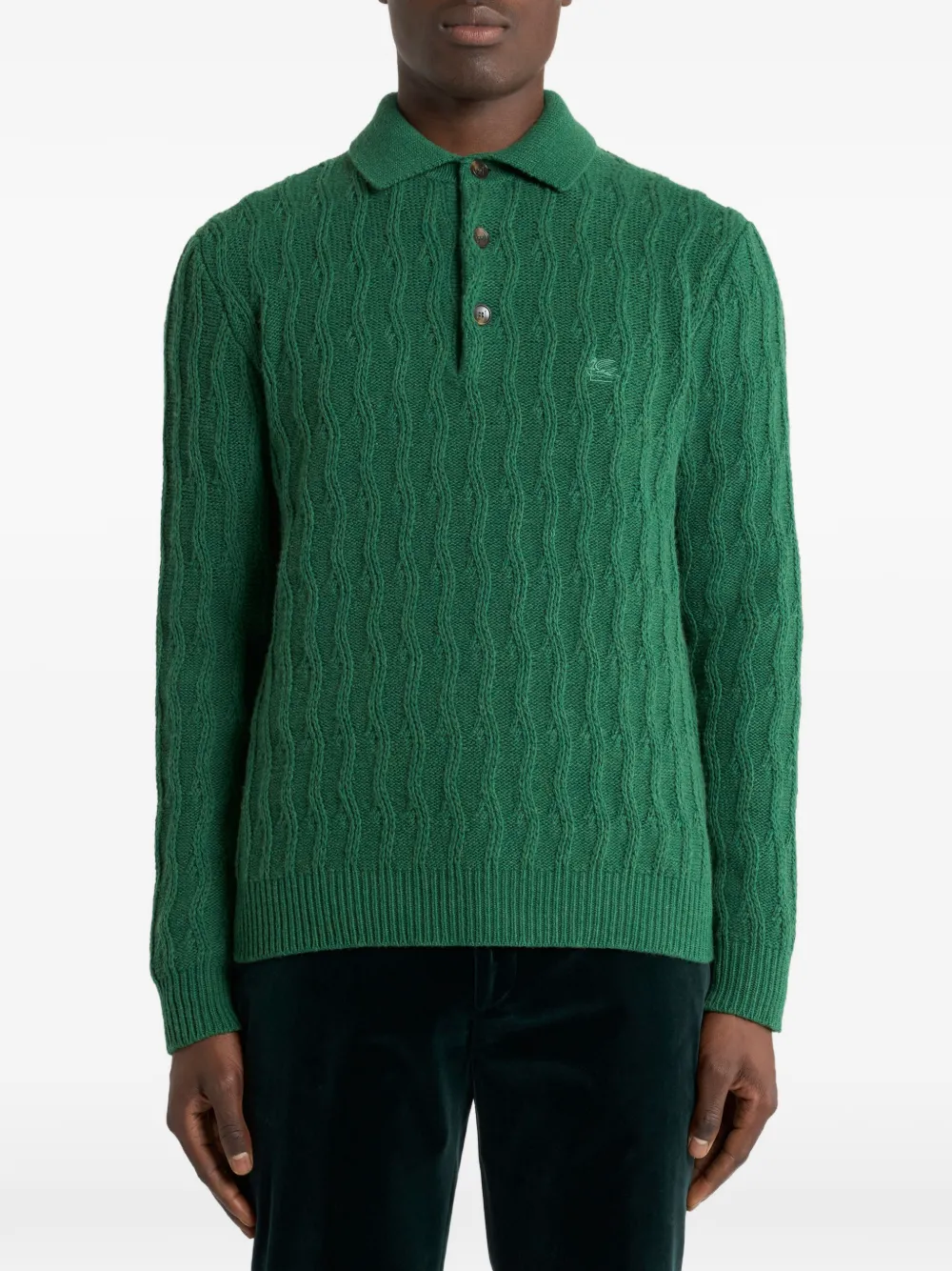 ETRO Polotrui van kasjmier met golvend patroon Groen