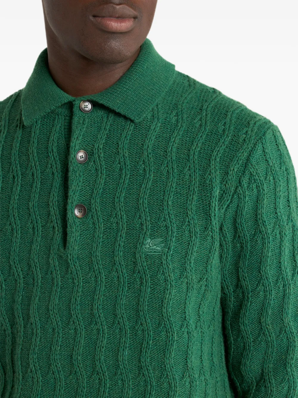 ETRO Polotrui van kasjmier met golvend patroon Groen