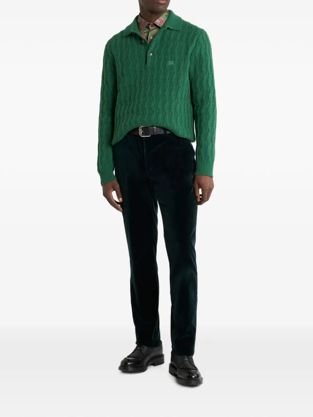 ETRO Polotrui van kasjmier met golvend patroon Groen