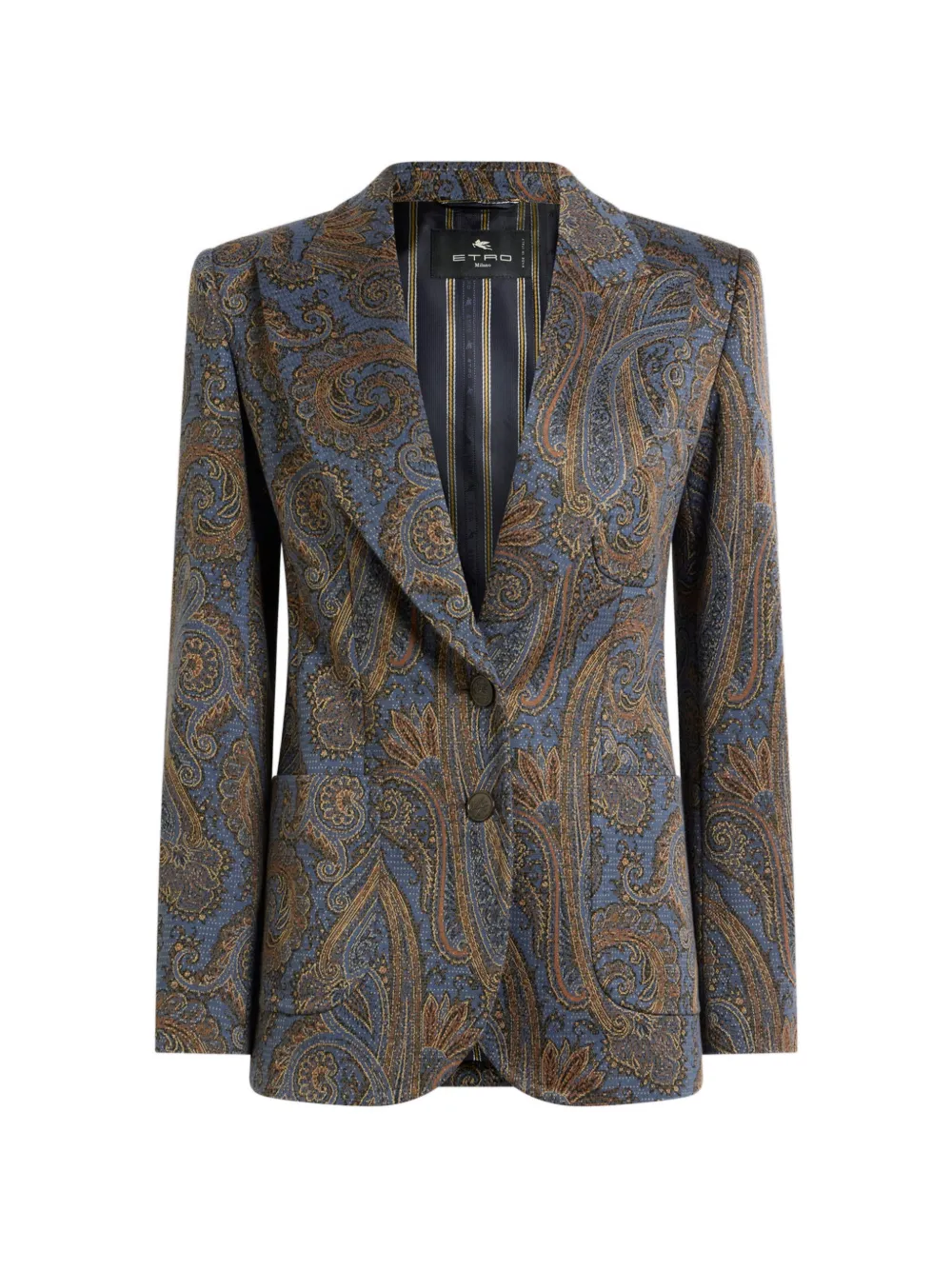 ETRO single-breasted cotton-blend jacquard jacket with Paisley motif - Blue