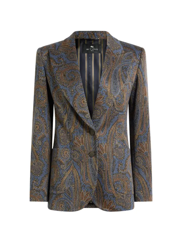 Etro Paisley-pattern Single-breasted Blazer in Blue