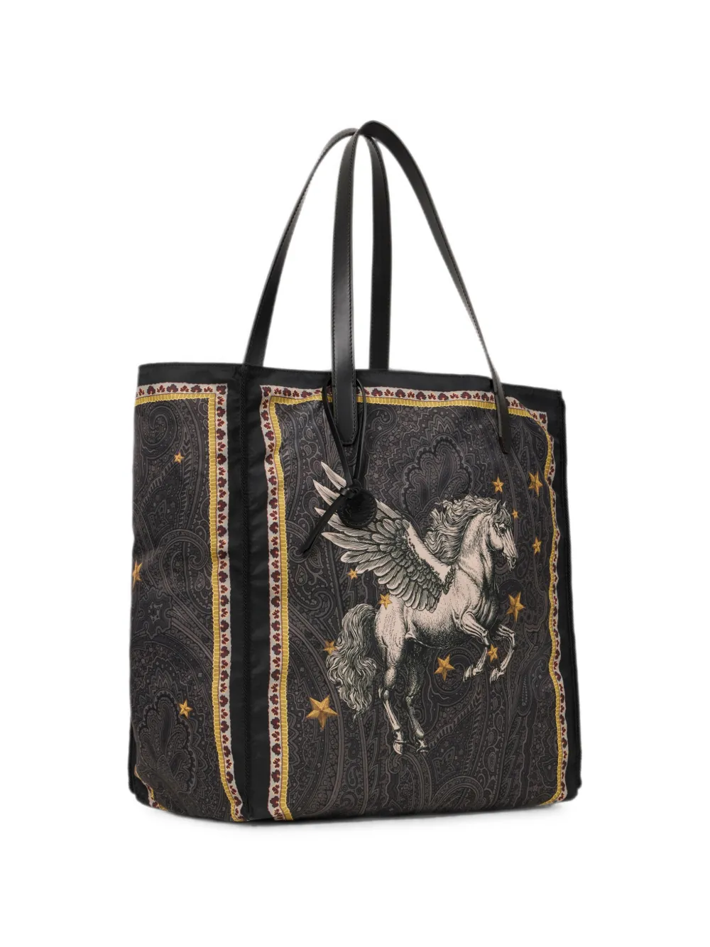 ETRO Nylon shopper met Pegaso-print en Arnica-motief Zwart