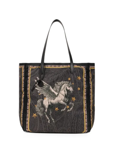 ETRO nylon tote bag with Pegaso print and Arnica motif