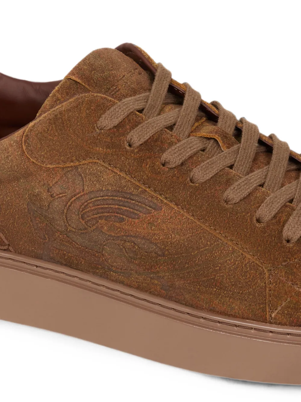 ETRO Suède low-top sneakers met Pegaso-reliëf Bruin