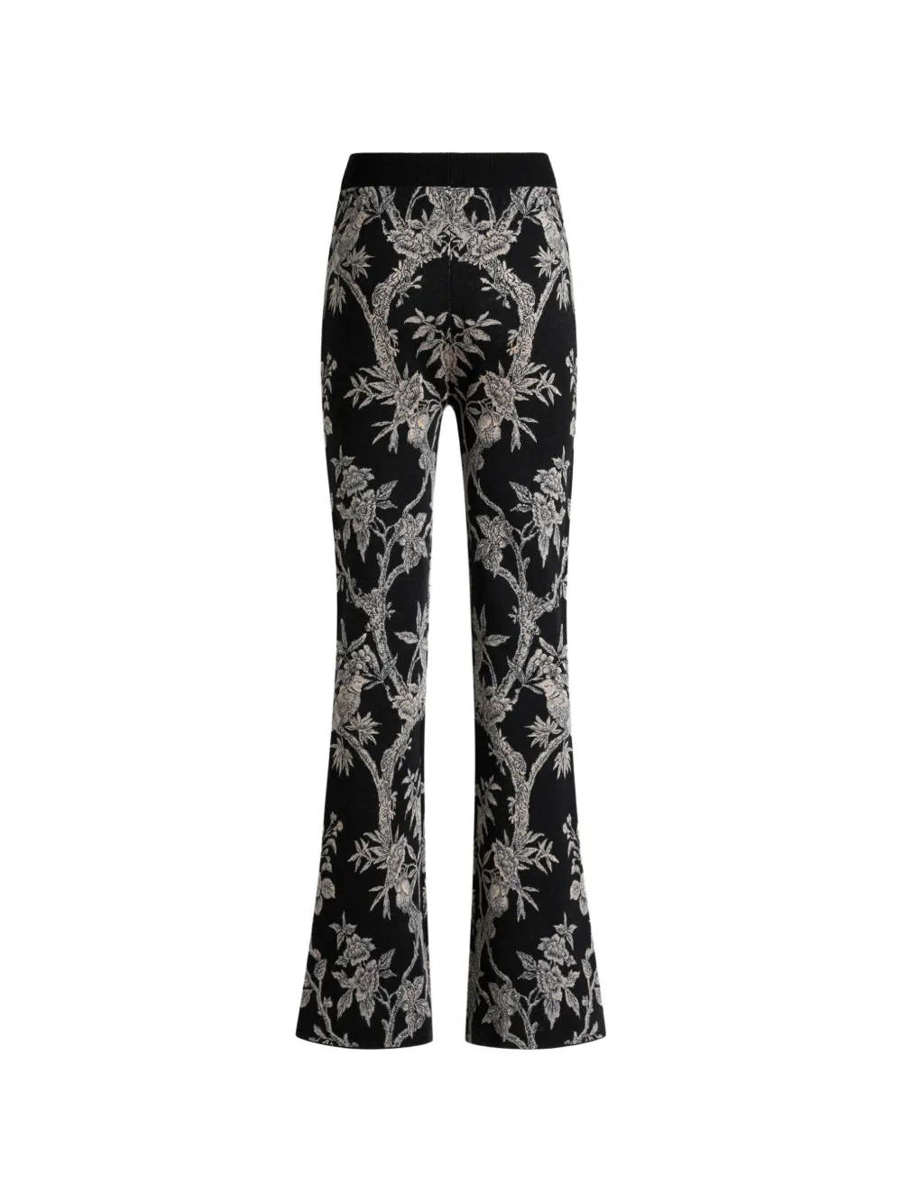 ETRO Fit-and-flared broek van wolblend met jacquard en natuurpatroon Zwart