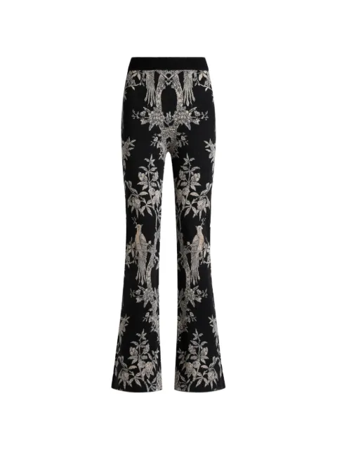 ETRO fit-and-flare wool-blend jacquard trousers with placed nature motif