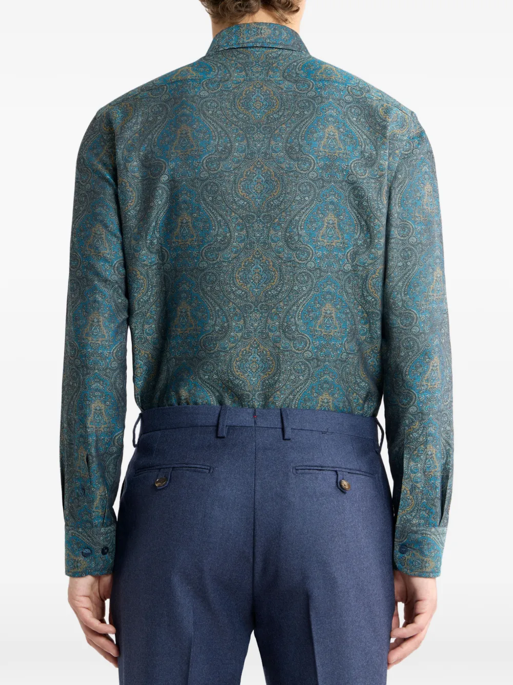 ETRO Katoenen jacquard overhemd met siermotief Blauw