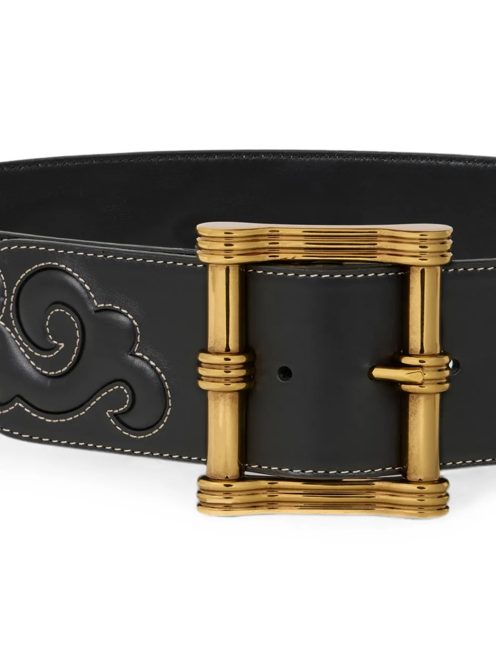 ETRO Leren riem met Texaans borduurwerk Zwart