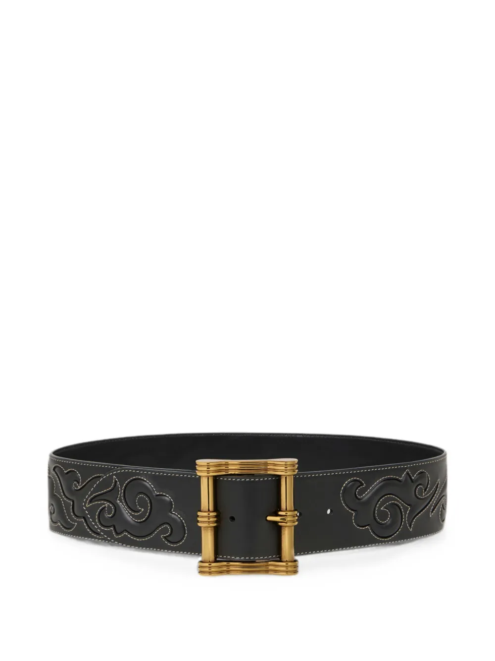 ETRO Cintura in pelle con ricamo Texan - Nero