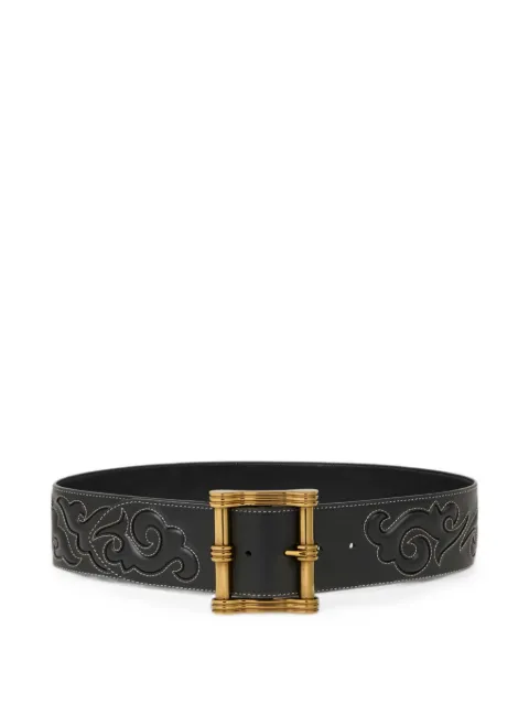 ETRO leather belt with Texan embroidery
