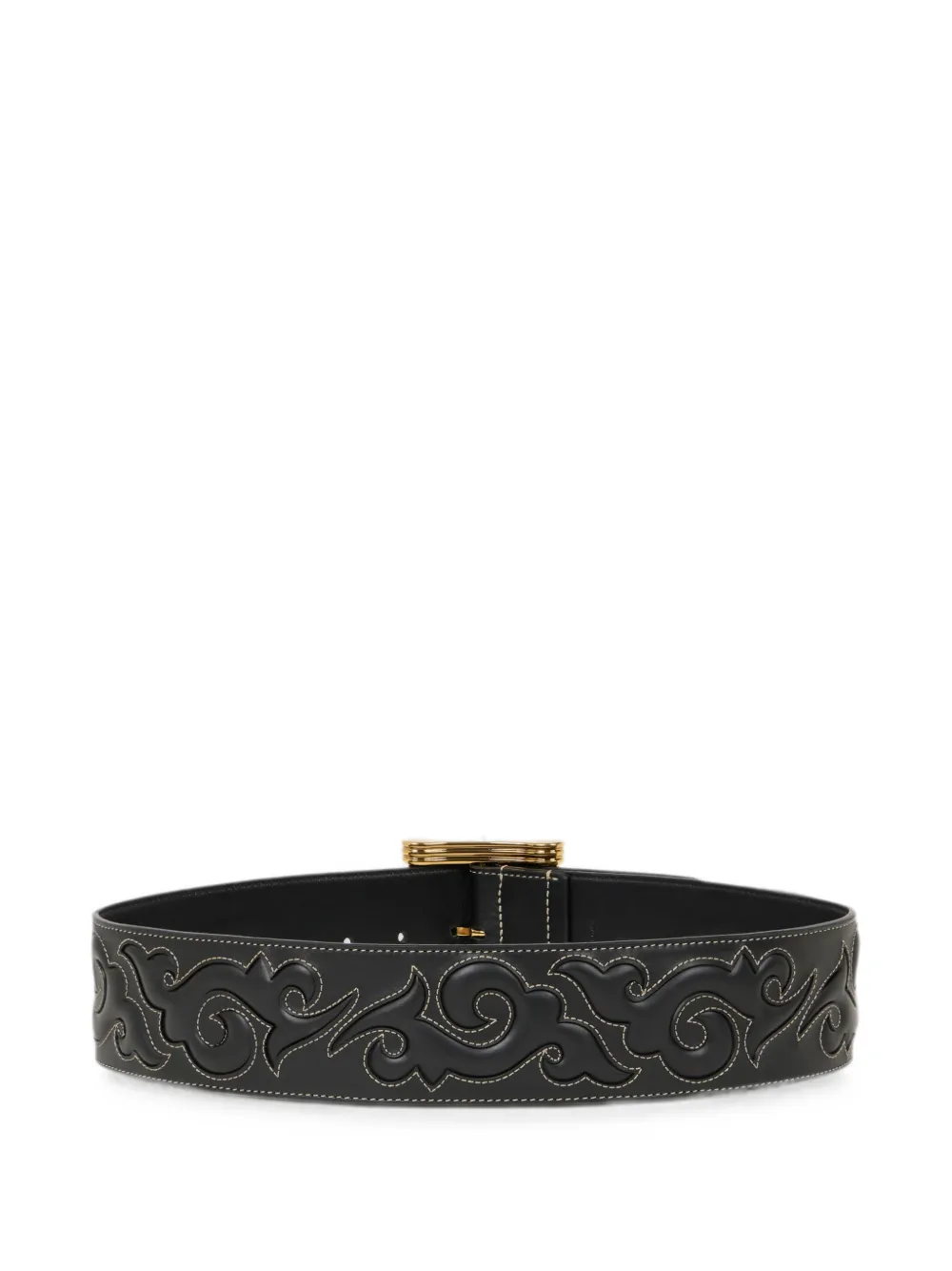 ETRO Leren riem met Texaans borduurwerk Zwart
