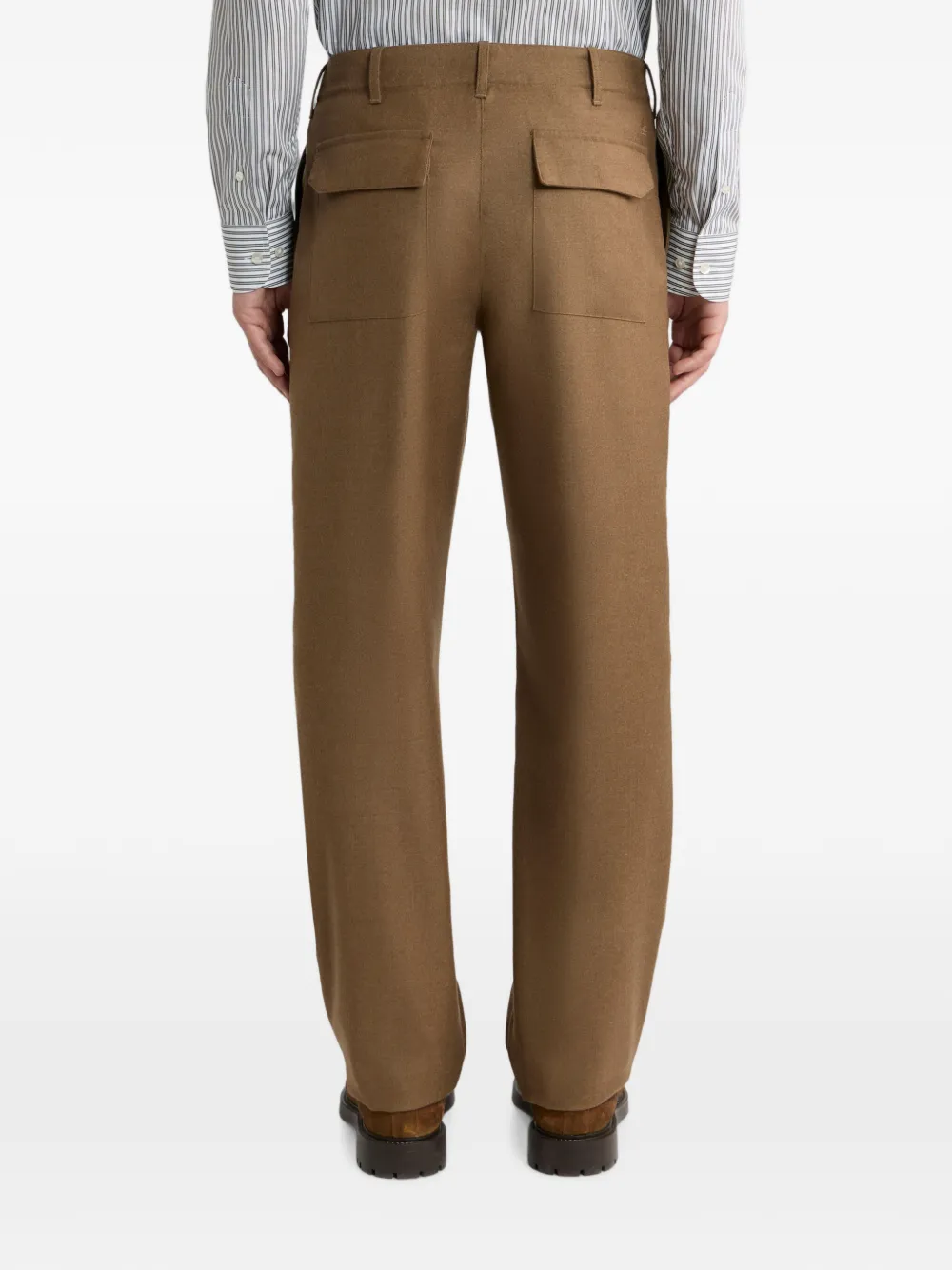 ETRO Effen wollen flanellen broek Bruin