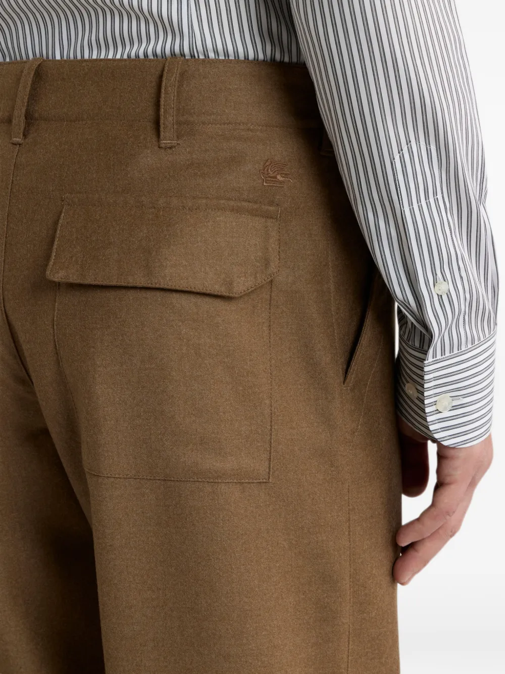 ETRO Effen wollen flanellen broek Bruin