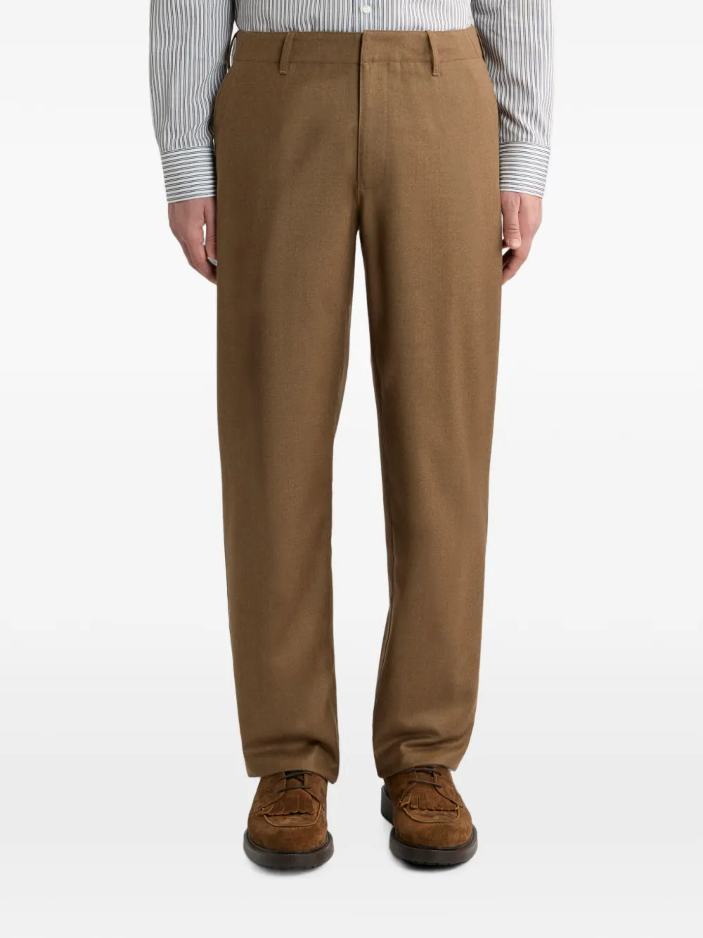 ETRO Effen wollen flanellen broek Bruin