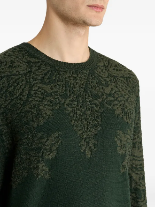 ETRO Sweater In Cotton And Wool With Paisley-motif | Green