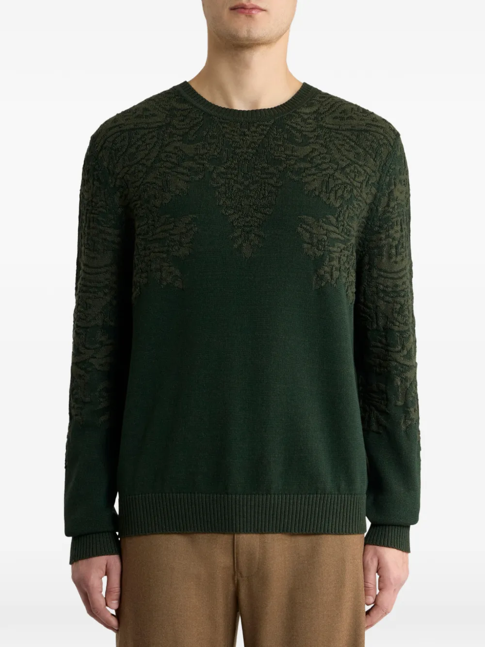 ETRO Trui van katoen en wol met Paisley-motief Groen