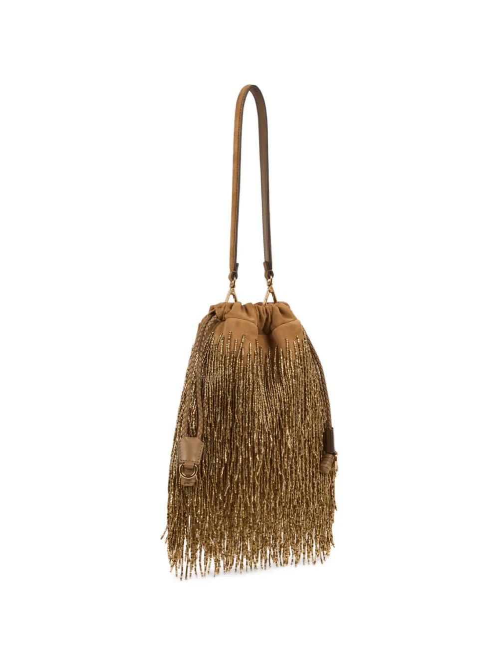 ETRO Kleine suède Kalispera tas met kralen en franjes Goud