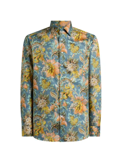 ETRO cotton satins shirt with floral motif 