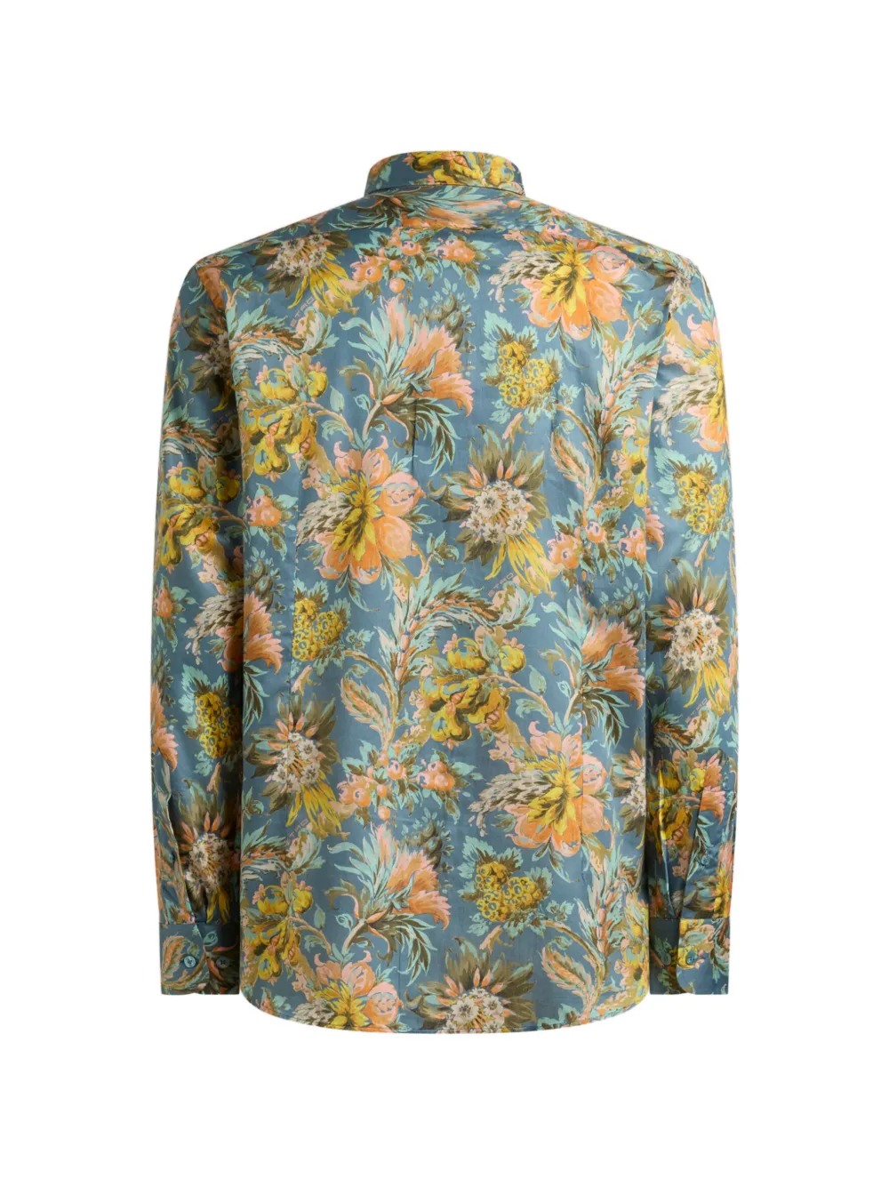 ETRO Katoenen satijnen overhemd met bloemenmotief Blauw