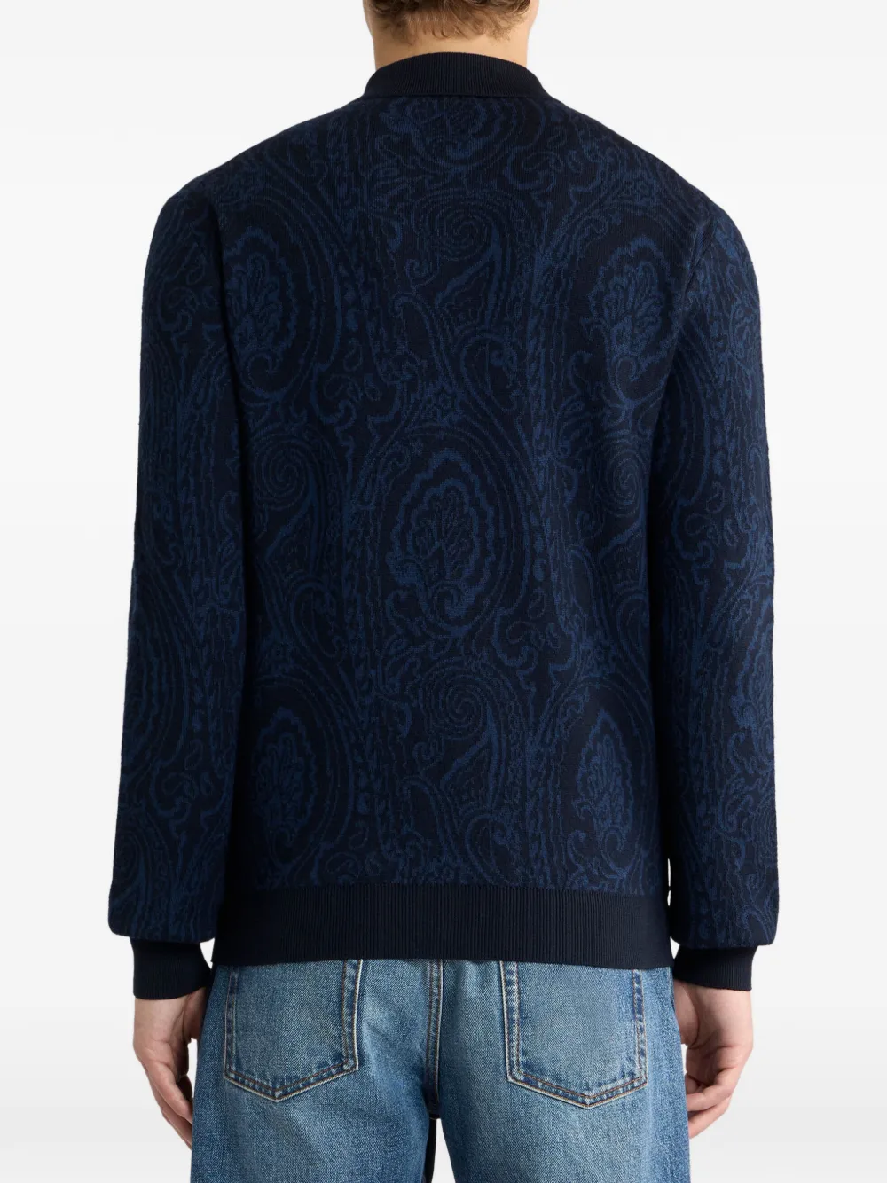 ETRO Polotrui van wolblend jacquard met Arnica-motief Blauw