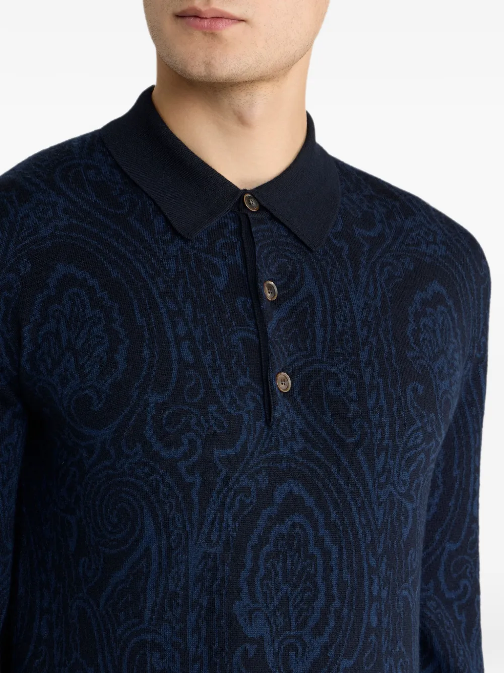 ETRO Polotrui van wolblend jacquard met Arnica-motief Blauw