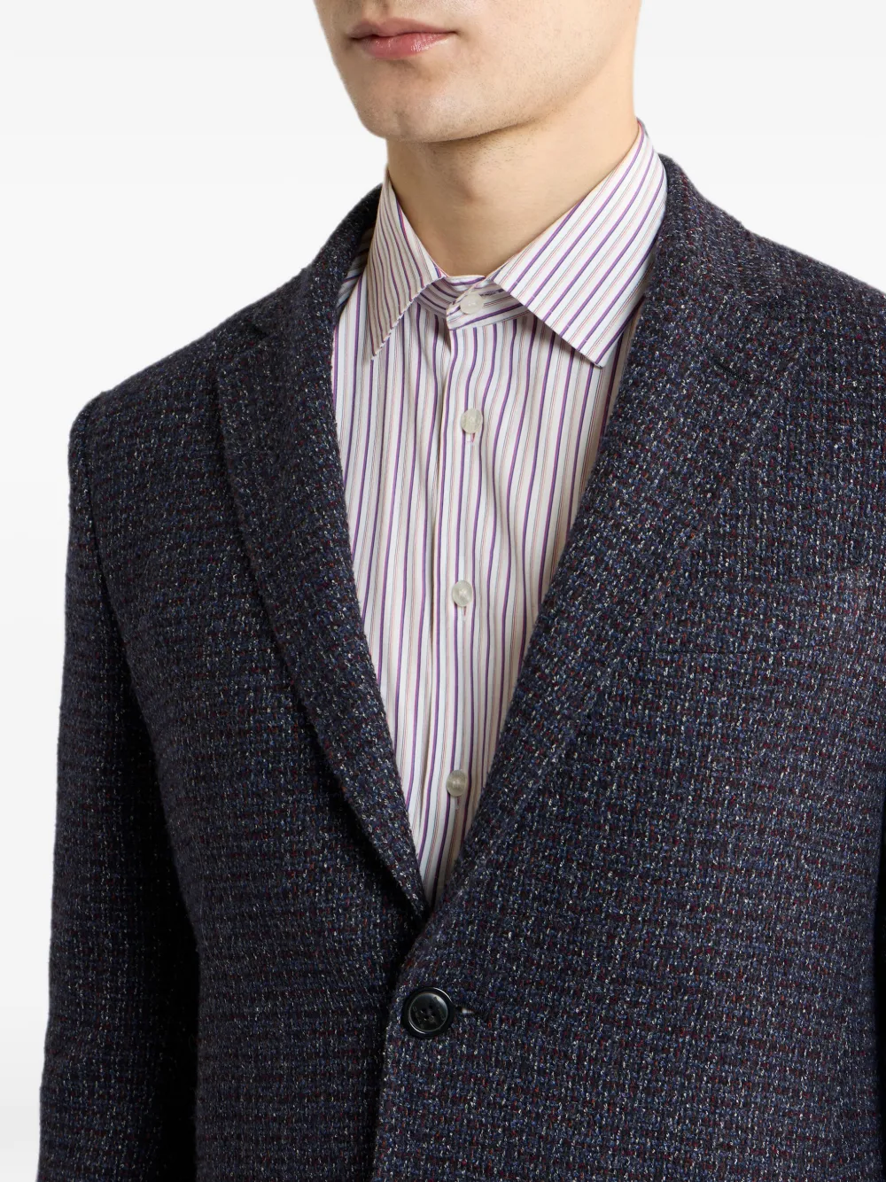 ETRO Bouclé colbert met enkele rij knopen van wolblend Blauw