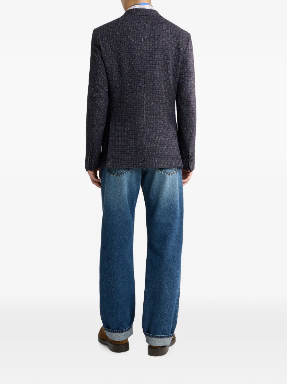 ETRO Bouclé colbert met enkele rij knopen van wolblend Blauw