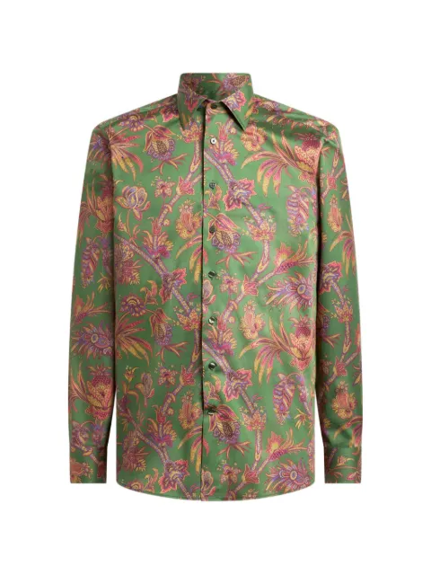 ETRO shirt in cotton satin with floral Paisley motif