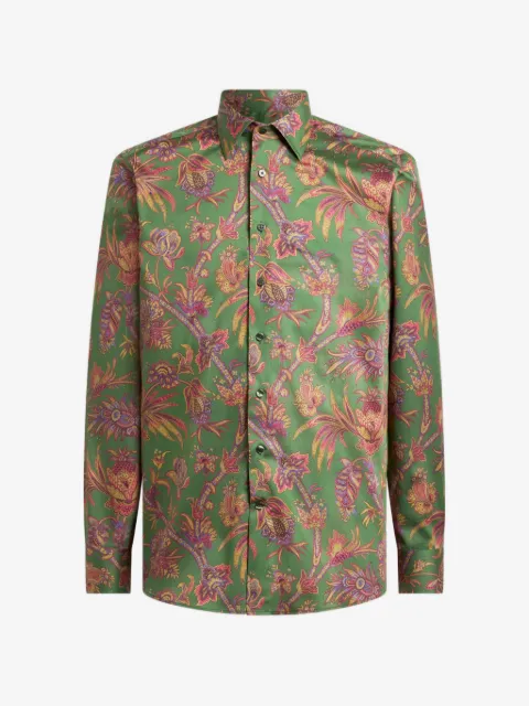 ETRO camisa de algodón y satén con motivo floral y de cahemira