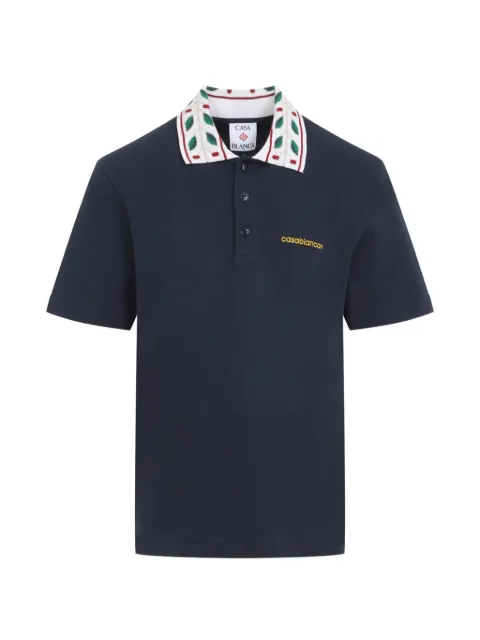 Casablanca Laurel polo i piqué med broderet krave