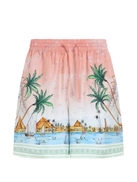 Casablanca graphic-print silk shorts