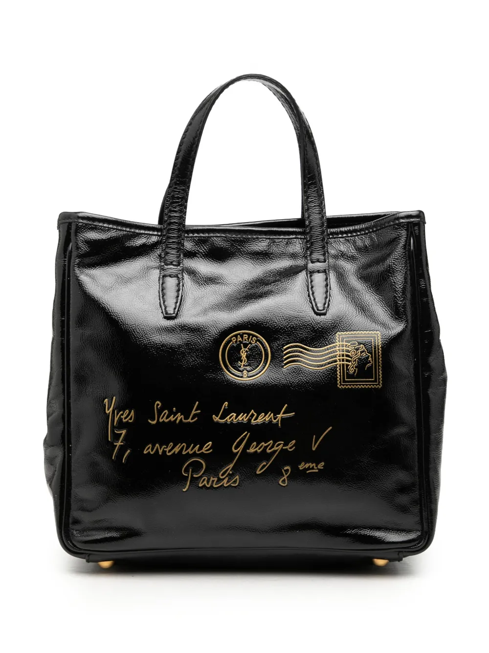 Saint Laurent Pre-Owned Borsa tote Textured Patent Y Mail piccola 2000-2012 - Nero