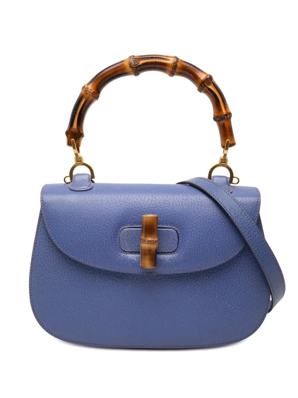Gucci Pre-Owned Borsa a tracolla Night in pelle di vitello zigrinata con bambù XX secolo - Viola
