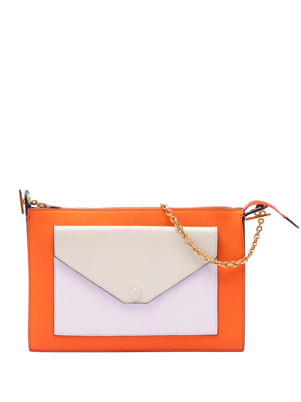 Celine Pre-Owned Borsa a tracolla Tricolour Pocket Envelope in pelle 2014 - Arancione