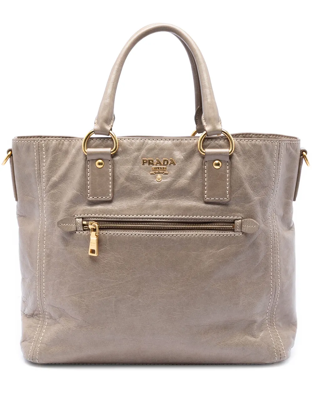 Prada Pre-Owned Borsa tote Vitello Shine 2013-2026 - Marrone
