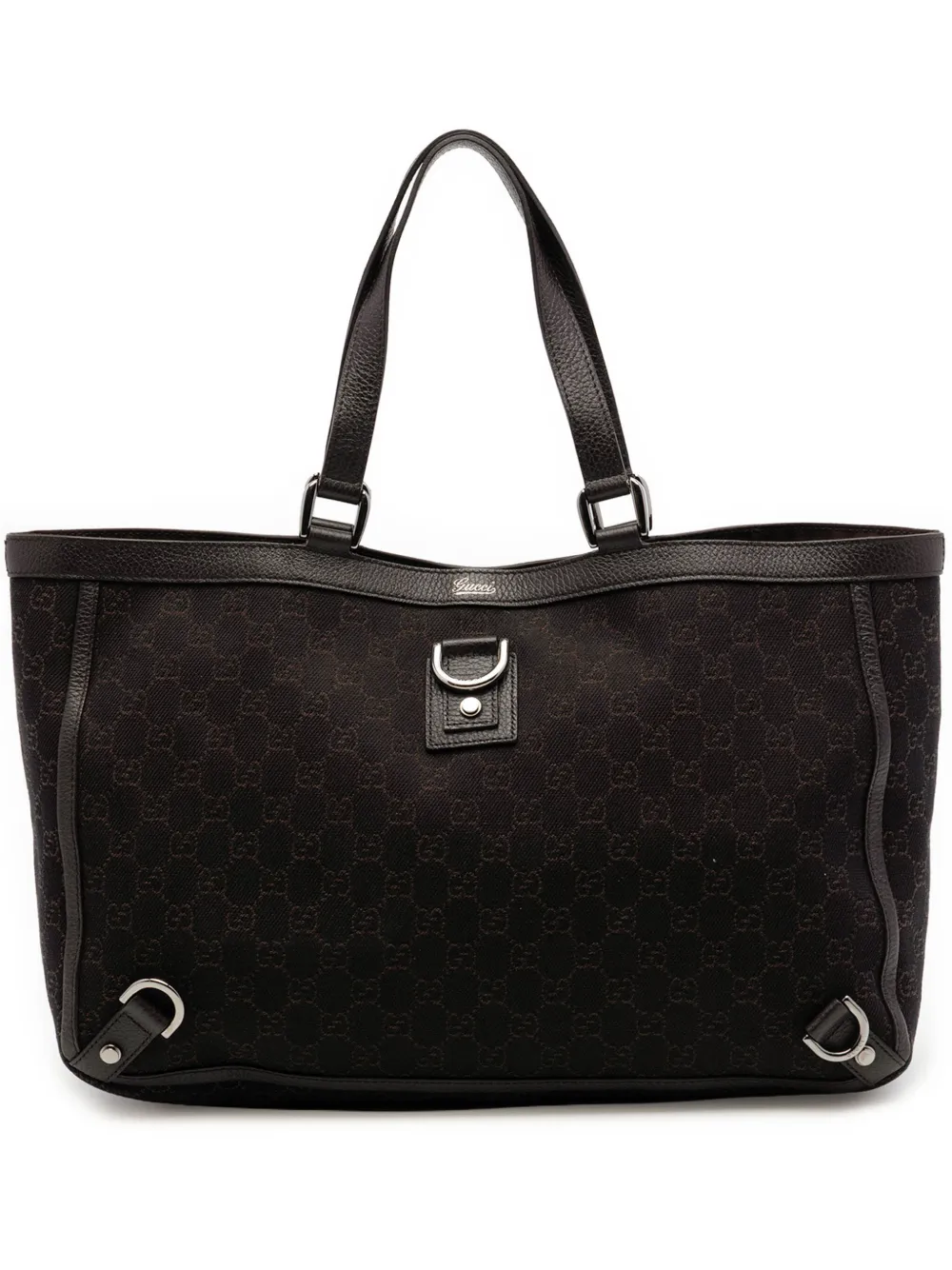 Gucci Pre-Owned Borsa tote GG Abbey in denim con anello a D 2016-2026 - Marrone