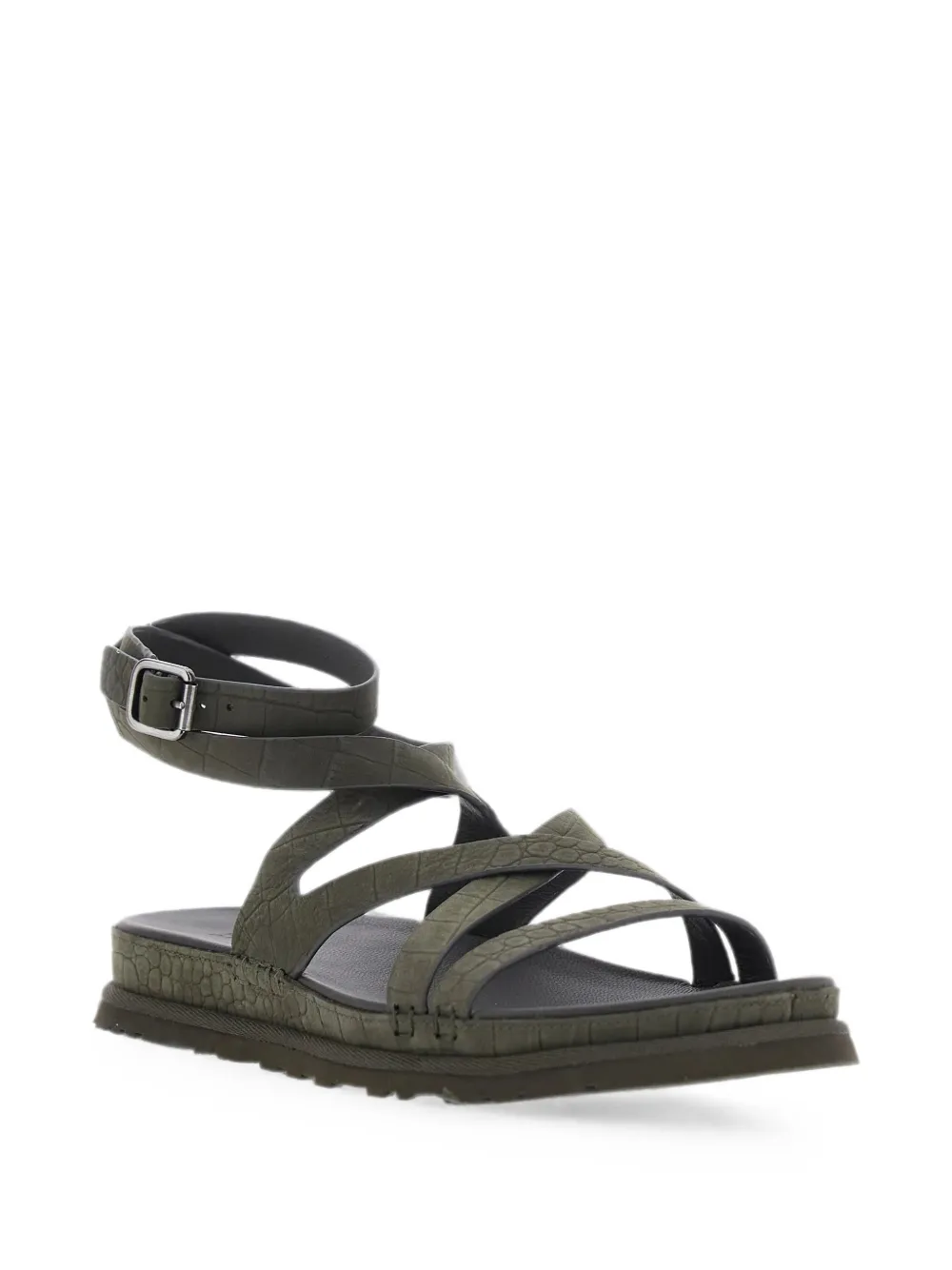  Ugg Goldengaze Croc-effect Multi-strap Sandals - Verde 