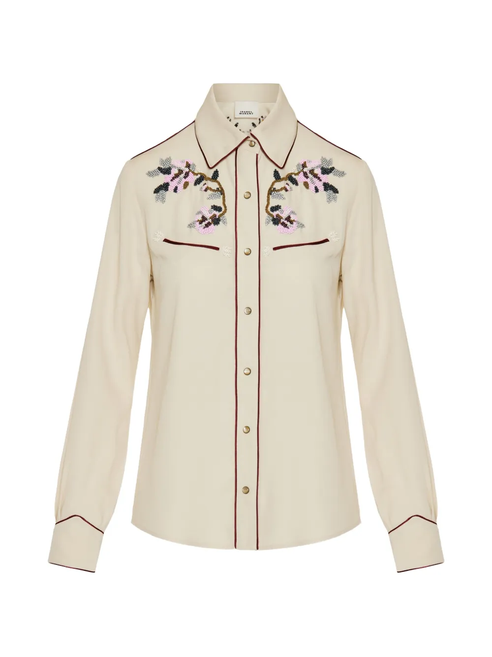 ISABEL MARANT bead-embellished piped shirt - Nude