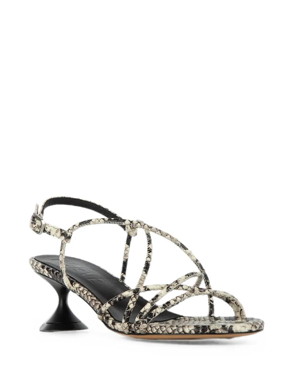 POEVE snake-effect caged sandals Beige