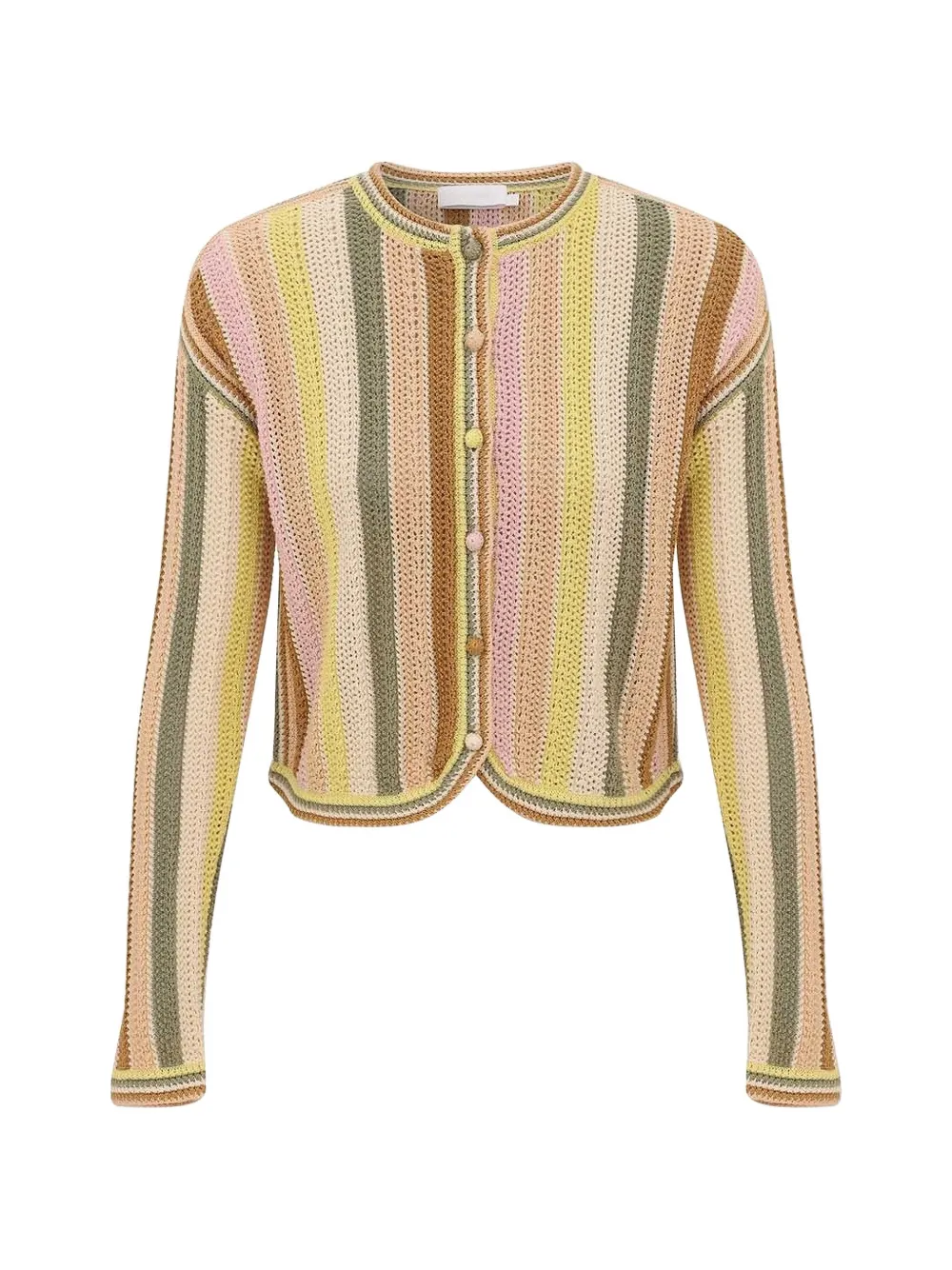 ZIMMERMANN Indra stripe crochet cardigan - Nude