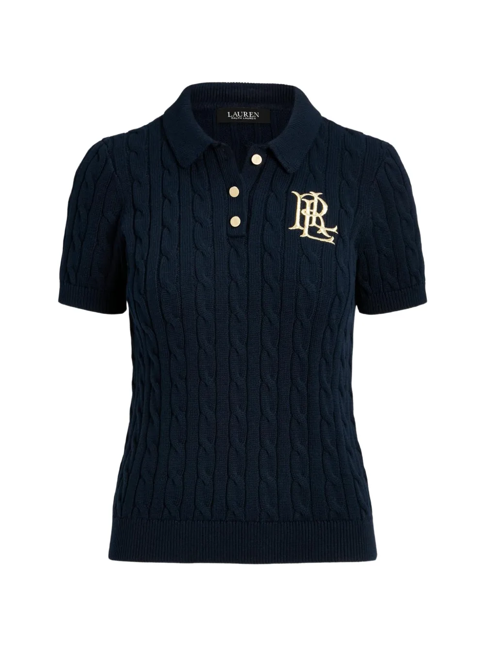 Lauren Ralph Lauren cable-knit logo-embroidered polo shirt - Blu