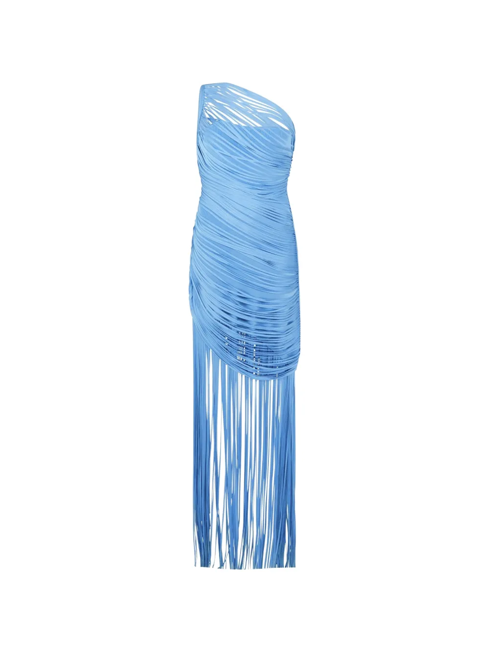 David Koma one-shoulder fringed maxi dress - Blu