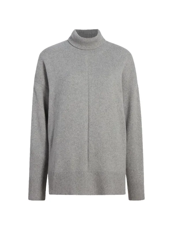 Another Tomorrow Front-seam Turtleneck Sweater in Grey