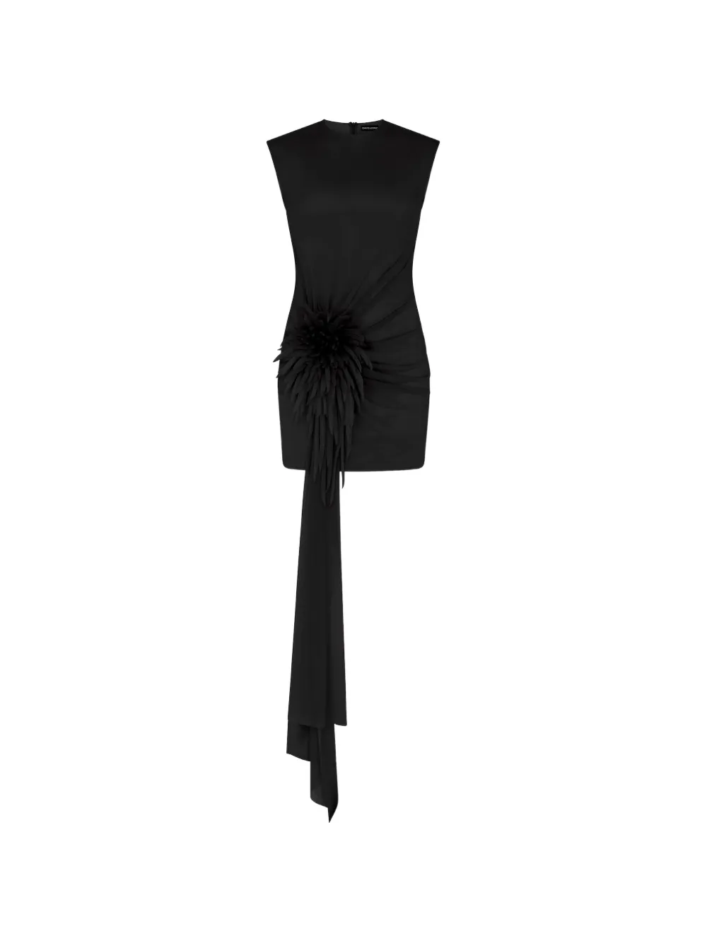 David Koma flower-embellished ruched dress - Nero